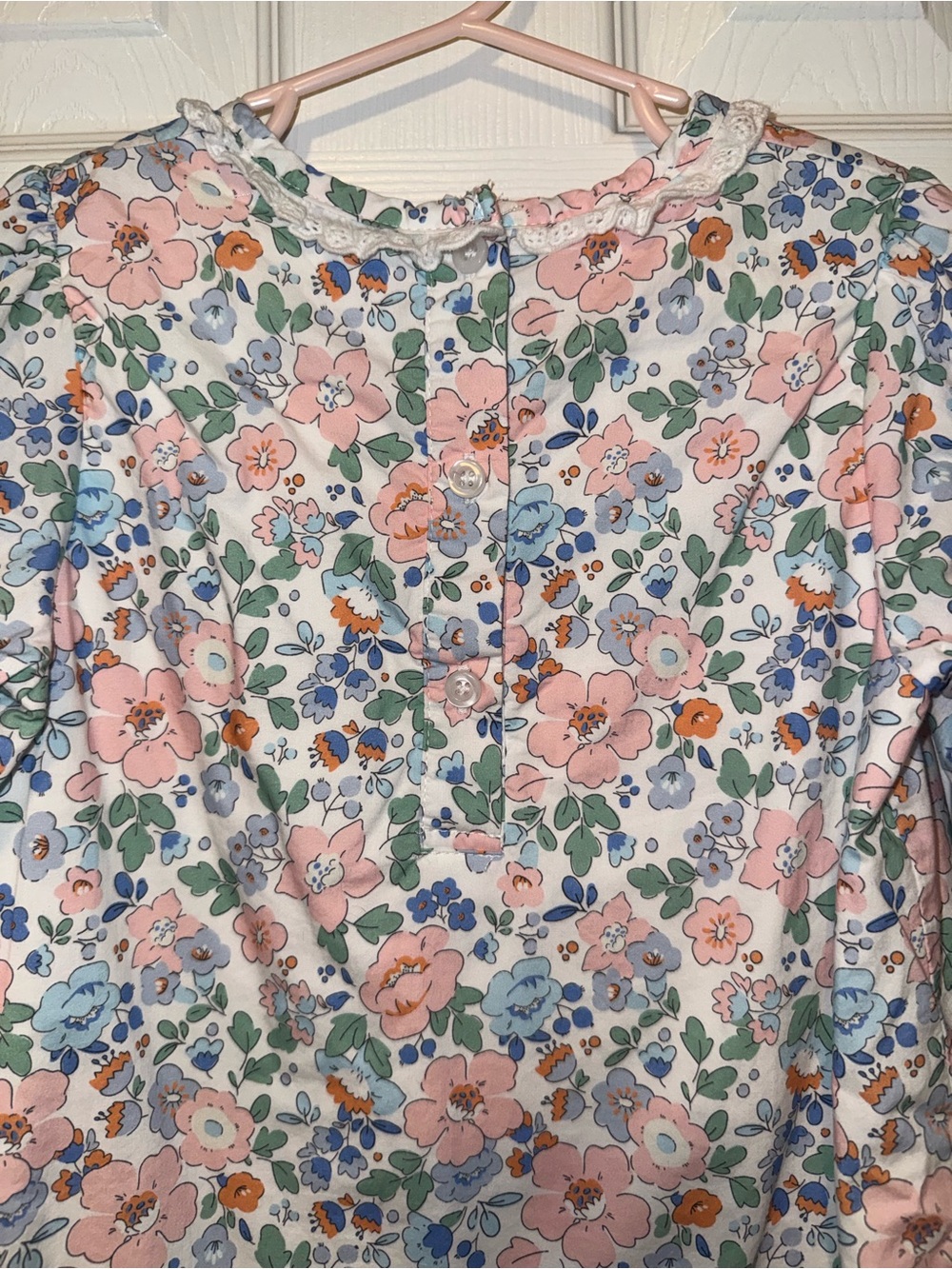 Cecil And Lou Floral Long-Sleeve Blouse in Pastel Pink & Blue Size 5 - Picture 3 of 5